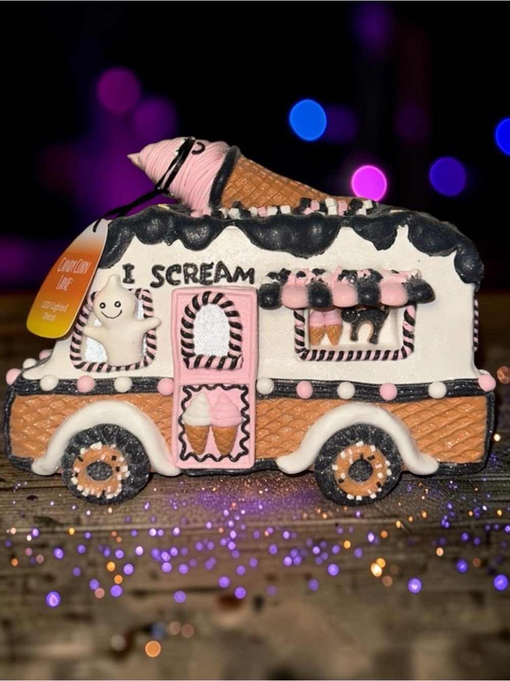 Candy Corn Lane ‘I Scream’ Ice Cream Truck Halloween LED Decor gingerbread